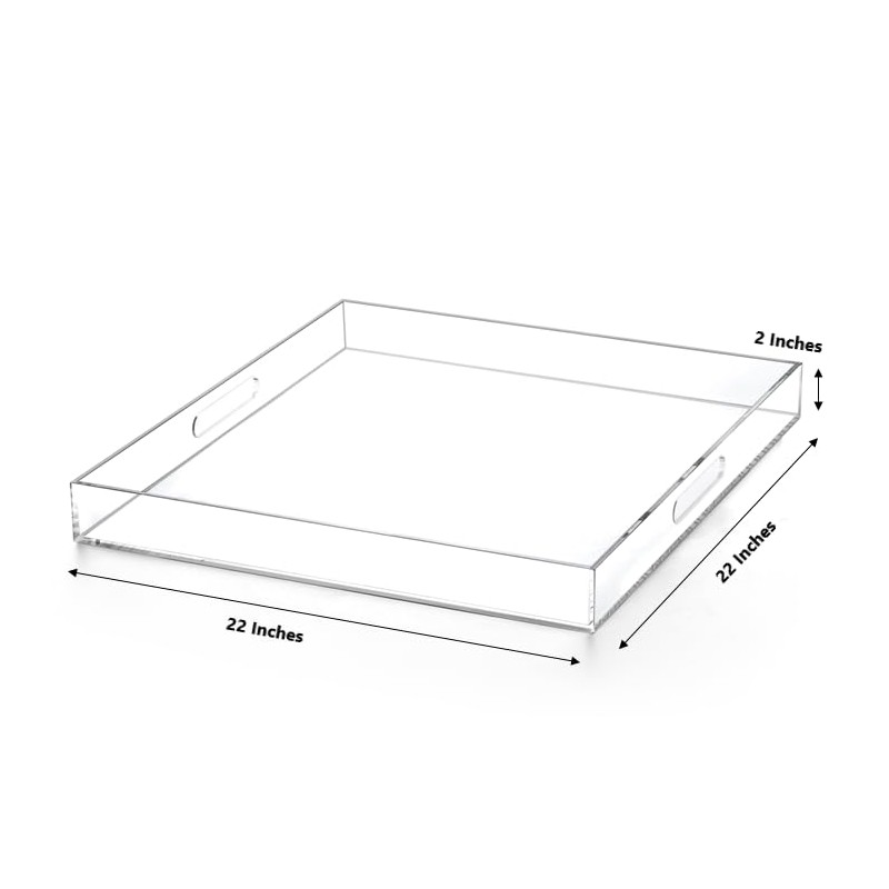ATOZONE Extra Large Clear Modern Acrylic Ottoman Tray with Cutout