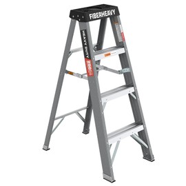 4 Foot Fiberglass Step Ladder, 250 Pound Load Capacity, Type IA, Pedal Ergonomic Design, 4 Step Ladder Folding Step Stool
