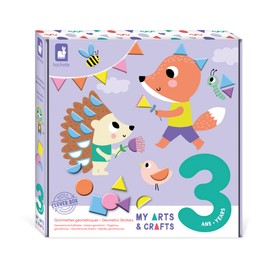 Janod - My Arts & Crafts - Ages 3+ - Geometric Stickers - 4 Panels - Creative Set for Kids - Learn Fine Motor Skills and Concentration - J07740