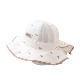 Bansusu Baby Hat, Wide Brim, Baby Cap, Kids, Girls, UV Protection, Summer, Sea Play, Outing, Traveling, Khaki, 52.0 cm