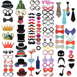 Premium Photo Booth Props Kit - 36+ Fun Signs for Birthdays, Weddings, Proms, Disco & Mardi Gras Parties - Create Memorable Photos & Unforgettable Celebrations (Color-89pcs)