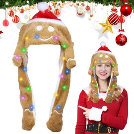 LED Christmas Hat, Plush Christmas Party Hat, LED, Santa Hat, Santa Claus Plush Hat, Christmas Hat, Funny Hat for Cosplay, Holiday, Christmas, Carnival Party, Gift for Girls, Children (B)