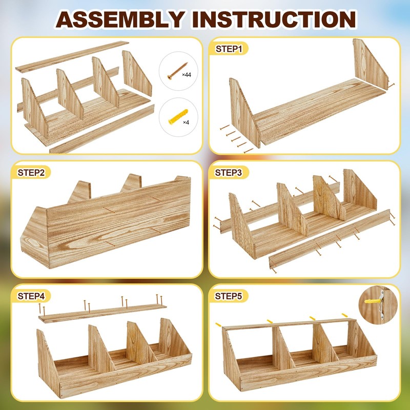 Thyle Chicken Nesting Boxes 3 Compartment Wall Mount Chicken Laying
