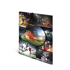 HERMA 19187 Collection Folders, A4, Sports, Football, Pack of 3, Children's Plastic Corner Folder, with Inner Print and Elastic Strap, Sturdy Plastic Folders Set for Boys and Girls