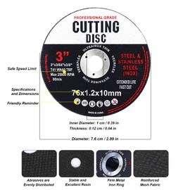 Hongleey 76mm Cutting Discs, 9 Pieces Angle Grinder Discs Durable Cutting Discs Ultra Thin 1.2 mm, 76 x 1.2 x 10mm Cutting INOX Stainless Steel Cut for Wood, Plastic, Metal, Stone, Wheel, Iron