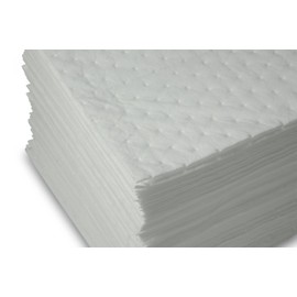 AABACO Oil Only ABSORBENT PADS – Light Weight Sheets (200ct Per Pack) 15 x 17 Inch LightWeight Absorbing Sheets for OIL and FUEL SPILLS – Repels Water 24 Gallon Absorbency – Cleanup & Automotive (200)