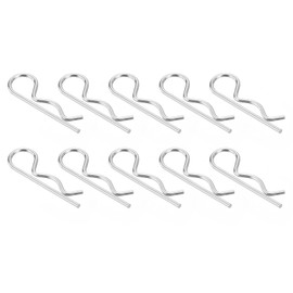 sourcing map 10Pcs 3mmx65mm 304 Stainless Steel R Shaped Spring Cotter Pins, R Clips Cotter Pin Spring Fastener for Household Appliances, Sports Equipment, Car Mechanics Repair (Silver)