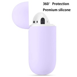 Protection Case for Airpods Ultra-Thin Silicon Cover Compatible with Airpods 1 & AirPods 2 (Purple)