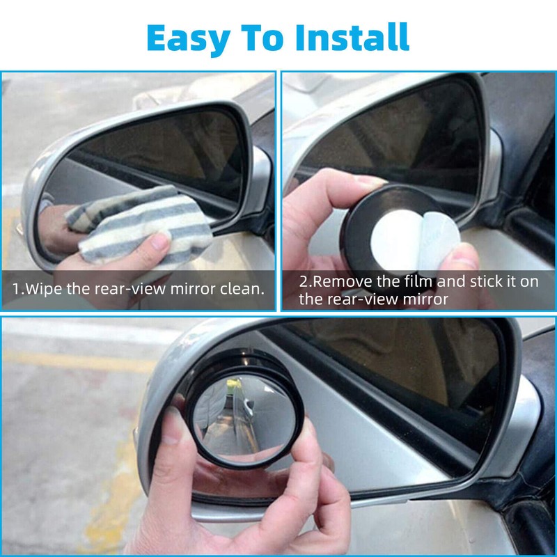 Universal Mirror 2x Blind Spot Mirrors Round HD Glass Convex