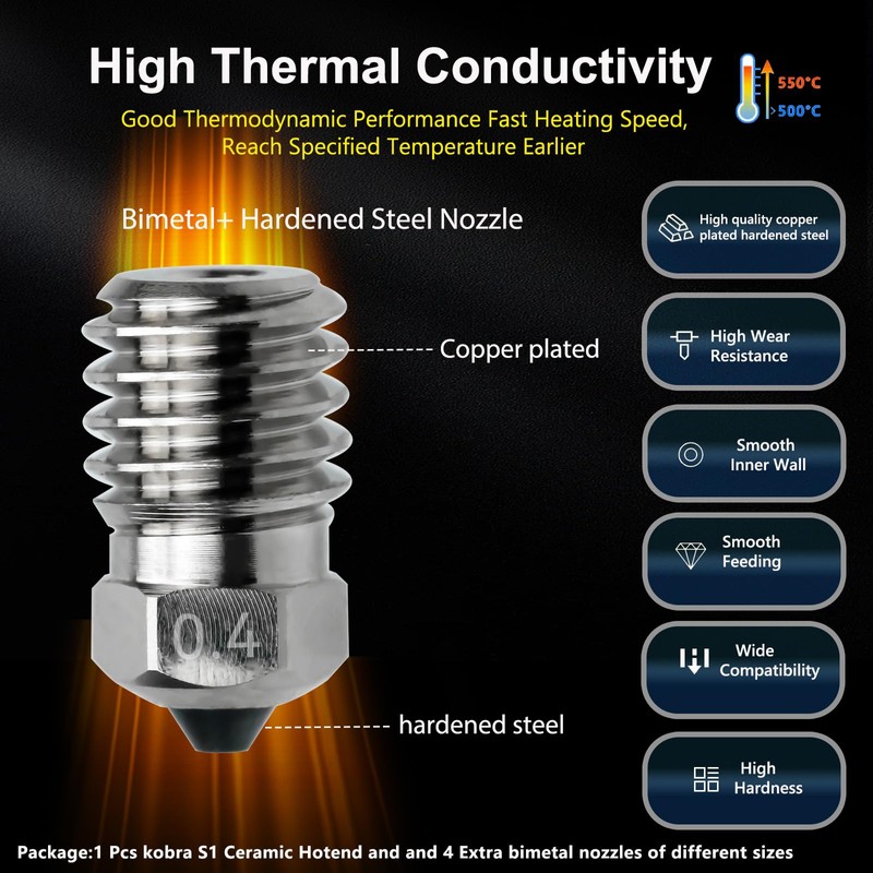 Upgraded Kobra S1 Ceramic Hotend Kit,24V 48W Rapid Heating Print