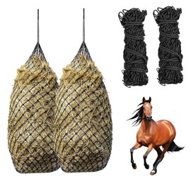 ZOYDP Pack of 2 Hay Nets for Horses, Hay Net Tight Mesh 5 x 5 cm, Hay Net for Horses Large 10 kg, Tight Mesh Hay Bag for Horses for Species-Appropriate Feeding, Improves Digestion, On the Go Feeding