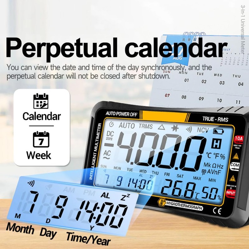 DollaTek 3 in 1 Smart Multimeter Perpetual Calendar Temperature Hygrometer
