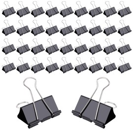 144 Pcs Binder Clips, 1-Inch Medium Paper Clamps for Document Clamp, File, Wide Metallic, Office School and Home Supplies（Black）