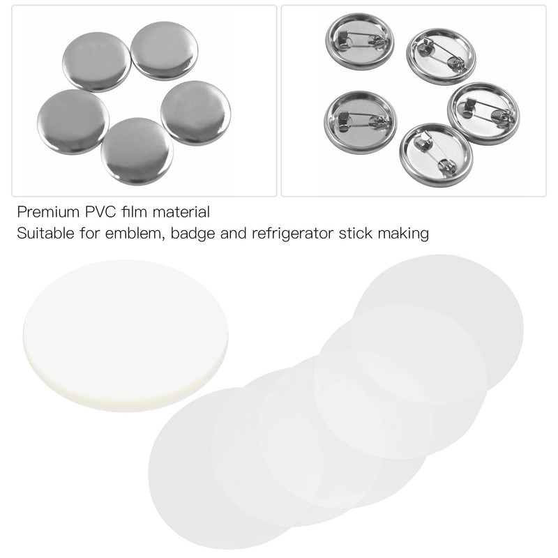 SEAFRONT Pack of 100 Badge Film PVC Material Transparent Circle