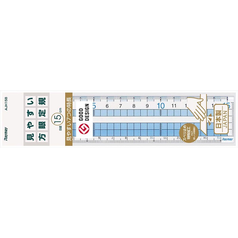 reimei藤井 Easy-to-Read Grid Ruler 15 cm Ruler ajh158
