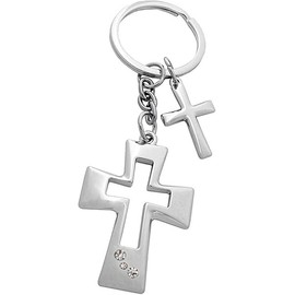 Kaltner Präsente Cross Crucifix Keyring, silver