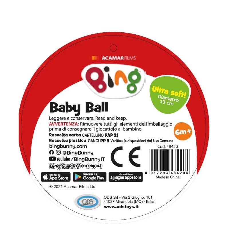ODS - Bing, Baby Ball Ultra Soft, Palla Morbida 12