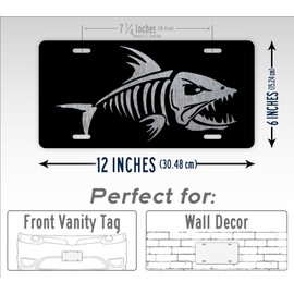 SignsAndTagsOnline.com Silver Bonefish License Plate Bass Bone Fish Skeleton Silhouette Auto Tag