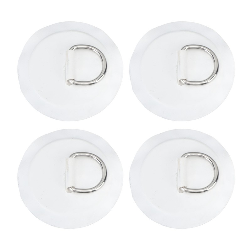 4PCS D Ring Patch PVC Round Shape Strong Stainless Steel