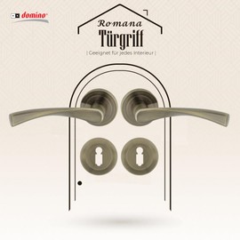 domino Door Handle Set BB Deadlock Set, Round BB Rosette Door Handle for Room Door, Office Door, Cellar Door & Interior Door, Aluminium Door Fittings, Bronze Door Handle Set, Romana-R M3