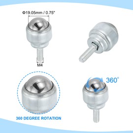 PATIKIL 3/4" Roller Ball Transfer Bearing, 4 Pcs Round Ball Transfer Unit Carbon Steel Casters for Conveyor Roller Stand Transmission Furniture