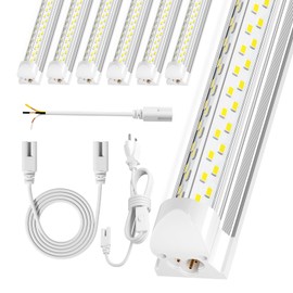 ELEKICO 6 Pack 50w 4ft Led Shop Light, Super Bright 7500lm 5000k V Shape 4' Led Shop Lights, Linkable 4 Foot Led Shop Lights for Garage Warehouse, Supermarket, Basement, Barn, Storage Area