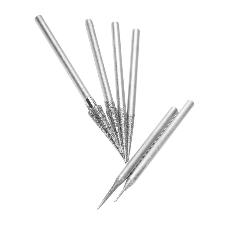 Set of 6 Diamond Coated Polishing Needles Drill Bit Nail