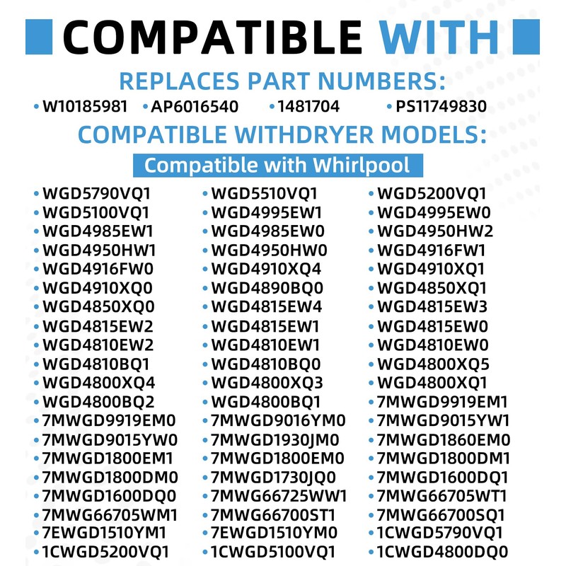 W10185981 Dryer Timer Compatible with Whirlpool WGD4800XQ1 Compatible with Maytag