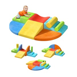 Twinkoo Extra Large 8-Piece Soft Climbing Toys for Toddlers, Foam Climbing Block Set with Jumbo Size, Boosts Motor Skills & Color Coordination, Safe Indoor Toy for Child Development