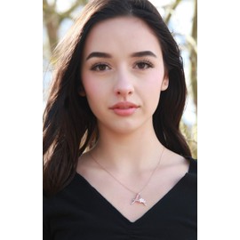 Flower Initial Letter Necklace Pink Red Blue Simulated Pearl Pendant Name Jewelry Made with Austrian Crystals Rose Gold Plated Anniversary Birthday Gifts for Women,18"+2" (R)