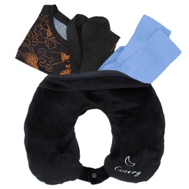 Cozery Travel Pillow - Comfortable Aeroplane Neck Pillow Fillable with Clothes for Travel, Soft Washable Cushion Cover, Flight Gadget to Save Hand Luggage, Suitable for 2 Days Travel Accessories