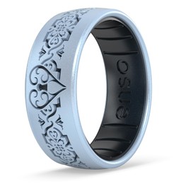 Enso Rings Etched Classic Valentine's Day Silicone Rings - Comfortable and Flexible Design - Locked in Love - Size 6