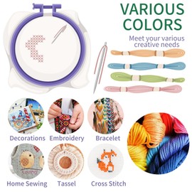 Gerhannery 100 Skeins Embroidery Thread Random Colors Cotton Embroidery Floss Friendship Bracelets Floss with 10 Pieces Floss Bobbins for Knitting Cross Stitch Project (100 Skeins)