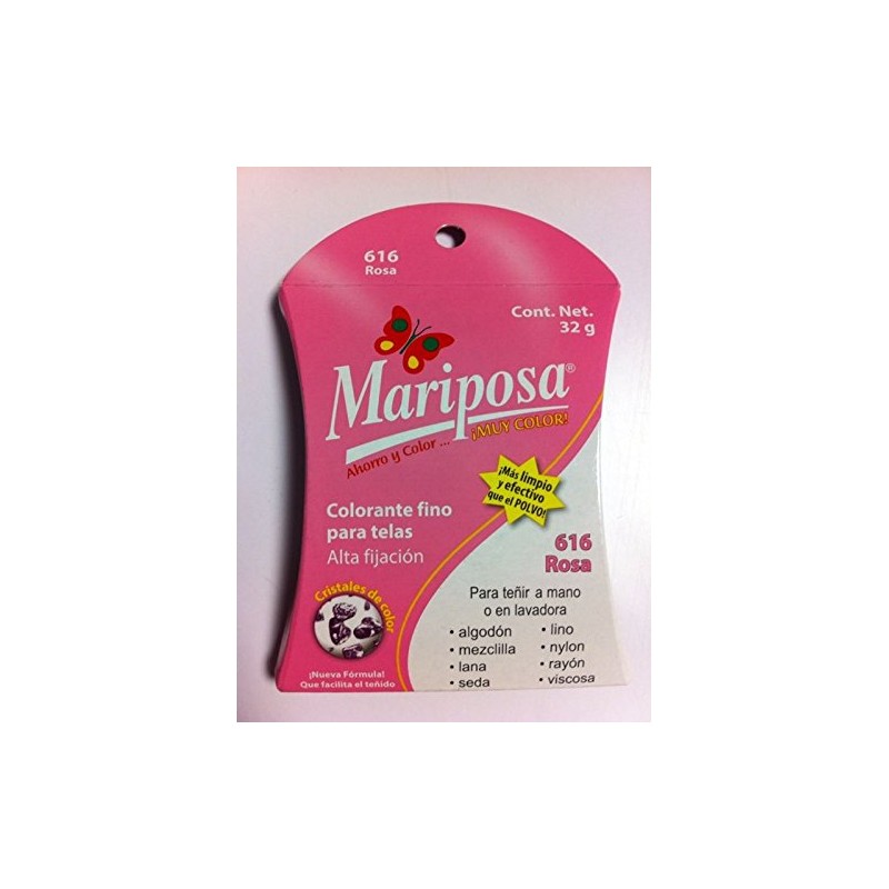 MARIPOSA Colorante para ropa Cristales 616 Rosa 32grs