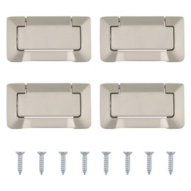 MOROBOR 4Pcs Nickel Pocket Doors Drawer Handle Flush Ring Pull, Hidden Concealed Zinc Alloy Knobs for Cabinets, Closets, Drawers