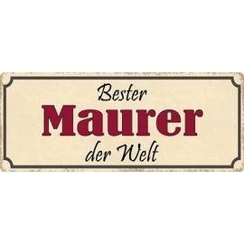 Tin Sign 27 x 10 cm Curved "Bester Maurer der Welt" Sayings Decorative Gift Sign