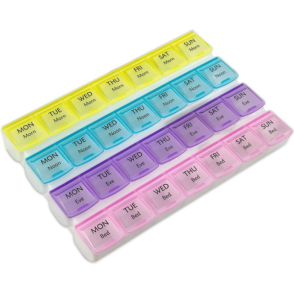 Weekly Pill Organizer with 28 Compartments, by MEDca