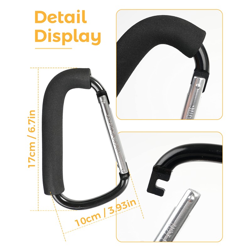 Stroller Hooks, 6.3" Large Stroller Clip, Stroller Hooks for Hanging