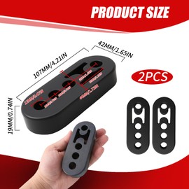 2PCS 4 Hole Exhaust Hanger Adjustable Muffler Shock Absorber for Pipe, Universal Tailpipe Mount Brackets Insulator Fit Car Truck Suv, for Vehicle Secure Installation and Vibration Reduction