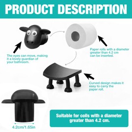 Toilettenpapierhalter mit Schaf, 4 Stück lustiger Toilettenpapierhalter, für 42mm Rollen - Perfekt als Deko, freistehend, Badezimmer-Set für Toilettenpapier, Klorollenhalter