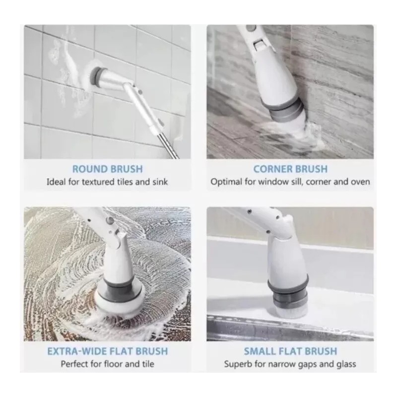 Homitt Electric Scrubtastic Rechargeable Cordless Spin Scrubber 4 Head Car