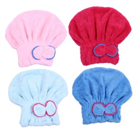 FOMIYES 4pcs Microfiber Hair Drying Cap Ultra Absorbent Fast Dry Hair Wrap for Shower Sleep Travel