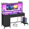 Korfile Computer Gaming Desk with Hutch, Home Office Desk with