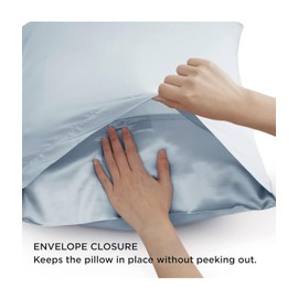 Dexton Satin Silk Pillowcase for Hair and Skin, Coral Pillow Cases Queen Size Set of 2 Pack with Free 2 Scrunchies, Super Soft Pillow Case with Envelope Closure (20x30 Inches), Ocean Blue