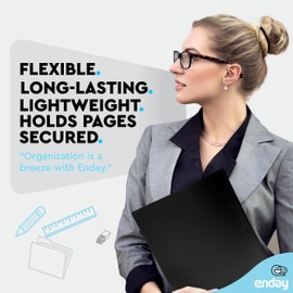 Plastic Folders with Pockets and Prongs Black, Two Pocket Folder with Brads, 3 Prong Folders with Pockets for Letter Size Sheets, Also Avail in Purple, Blue, Green, Yellow, Orange, 6 Pc –by Enday