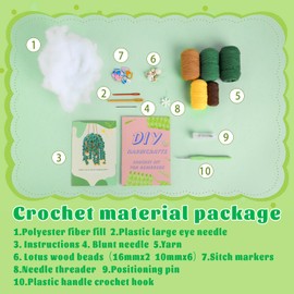 Kogyxe Beginners Crochet Kit, Hanging Potted Plants Knitting Starter Pack, Amigurumi Crochet Starter Kits w Step-by-Step Video Tutorials for Beginners Decoration, Plants Family (40%+ Yarn)