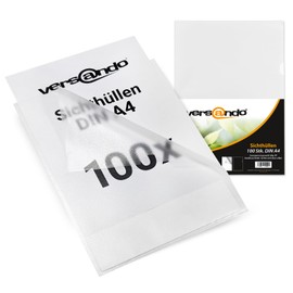 versando 100 x A4 Document Wallets Economy 90 my Polypropylene Transparent Grained (Pack of 100)