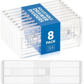 LETGO 8 Pack Drawer Dividers 6" High - Tall Acrylic Drawer Divider for Clothes, 12.3-18" Adjustable Dresser Deep Drawer Dividers,Expandable Dresser Separators for Kitchen Office Baby Clothing (8)