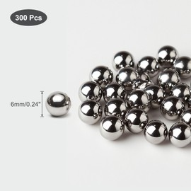 HiPicco 300pcs 6mm Bearing Balls, 300pcs 304 Stainless Steel G100 Precision Balls，6mm/apr.0.24" Precision Bearing Balls