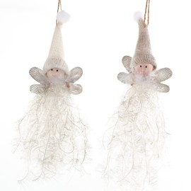 Logbuch-Verlag 2 x Elf Pendants Christmas Fairy Angel Hanging on the Tree 26 cm Glitter